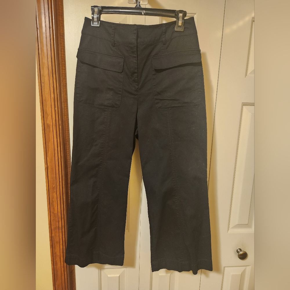 Womens Black Wide Leg Cropped Pants